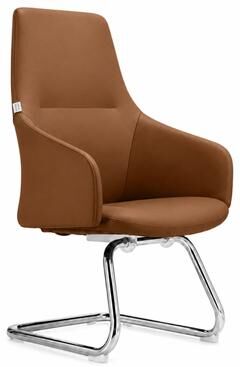 LeisureMod Celeste Modern Leather Sled Base Office Chair - Steel Chrome Frame, Fixed Armrests, 330 lbs Capacity
