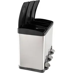 HTI-Living Mülleimer mit 3 Kammern Jannik 45 Liter Silber Schwarz, Abfalleimer, Schwarz, Silber