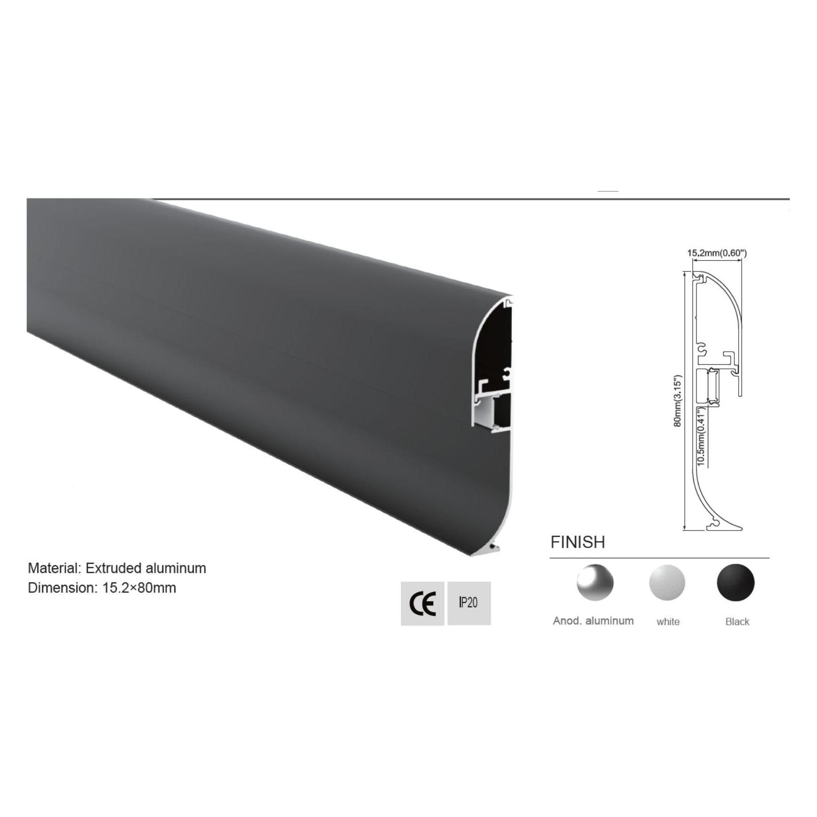 Synergy 21 LED U-Profil 200cm, ALU1580, schwarz, Fussboden/Sockelleiste (S21-LED-PR250279)