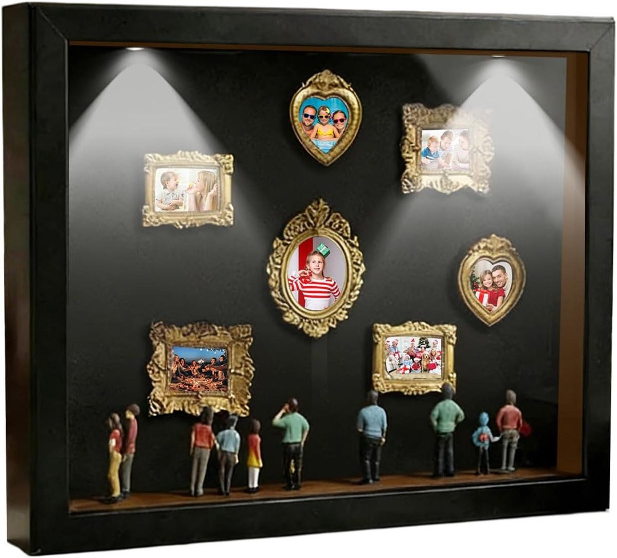 Miniatuur Museum Display Houten Silhouet Frame Zwart B/D/H: 31.4 x 22.7 x 3.7 cm