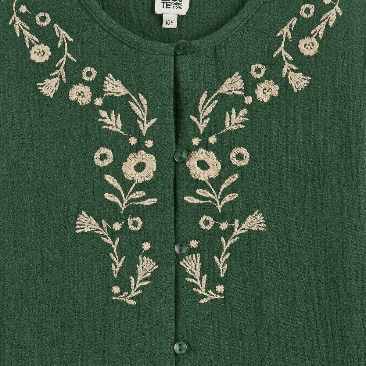 LA REDOUTE COLLECTIONS Robe à manches longues, avec broderies folk, en gaze de coton
