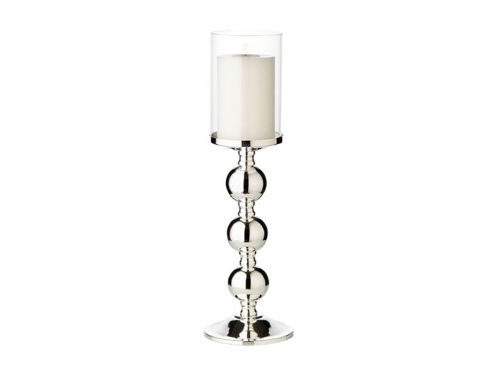 Premium Windlicht & Kerzenständer „Bamboo“ - edel versilbert und anlaufgeschützt XL, Ø 13 x Höhe 43 cm EDZARD