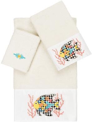 Authentic Hotel and Spa 100% Turkish Cotton Feliz 3PC Embellished Towel Set