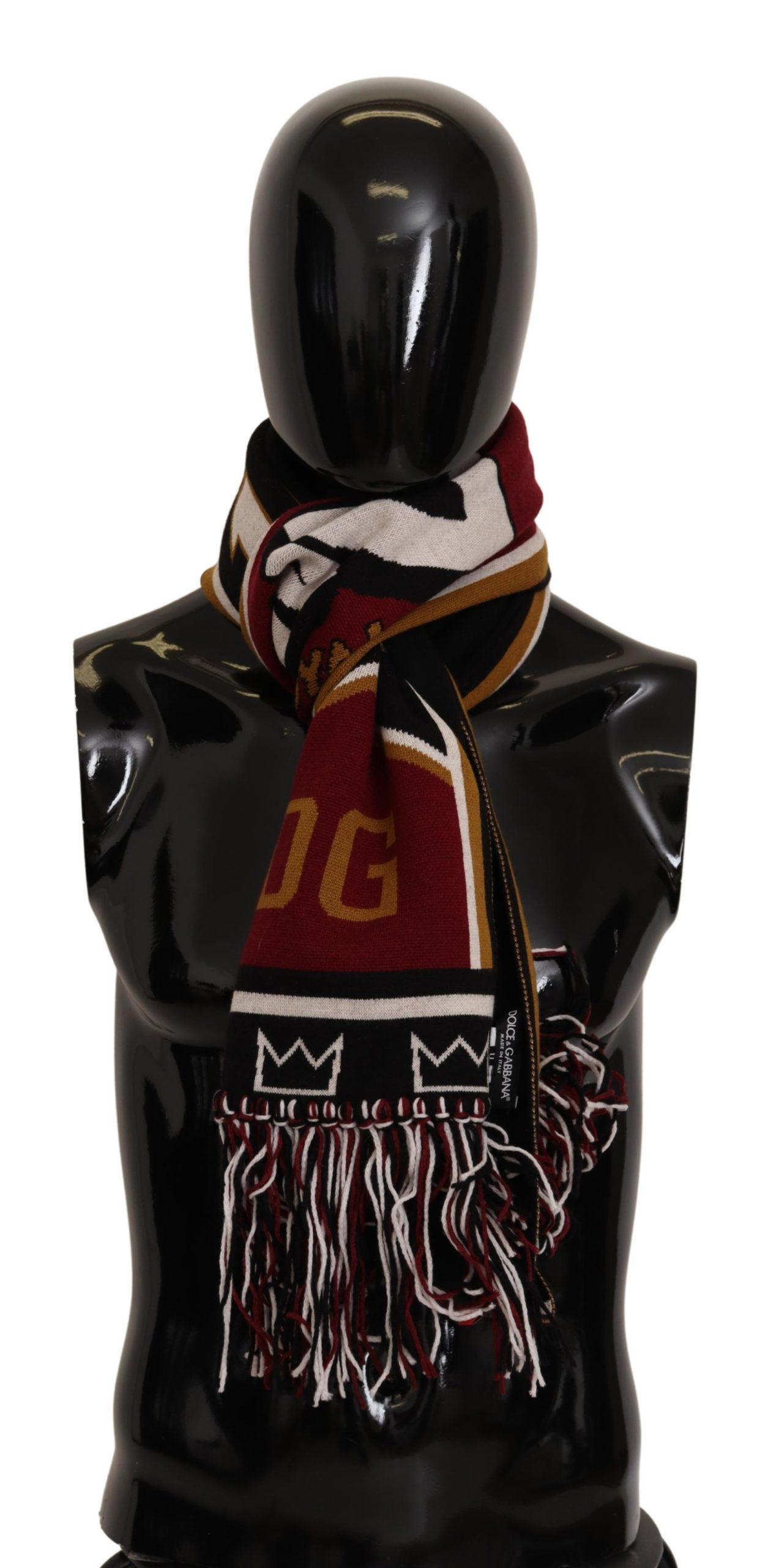 Dolce & Gabbana Men's Multicolor Wol Gebreide DG King Shawl Wrap Sjaal