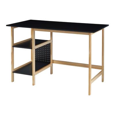 Helloshop26 - Schreibtisch/Arbeitsplatz mit 2 Ablagen 120 x 60 x 75 cm Holzoptik Schwarz 03_0009051