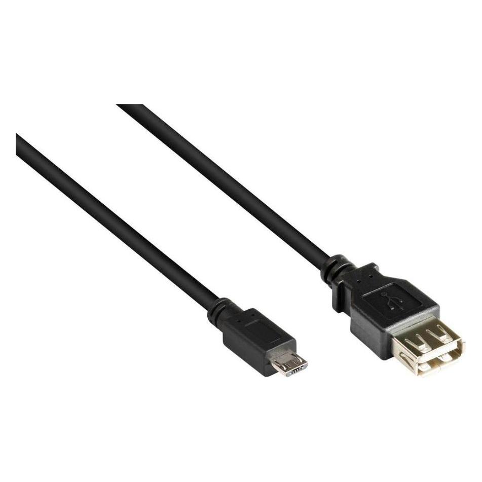 Varia Adapterkabel USB 2.0 OTG (On-the-go), Stecker Micro B an Buchse A, schwarz, 0,1m (0.10 m, USB 2.0) (SO-38166)