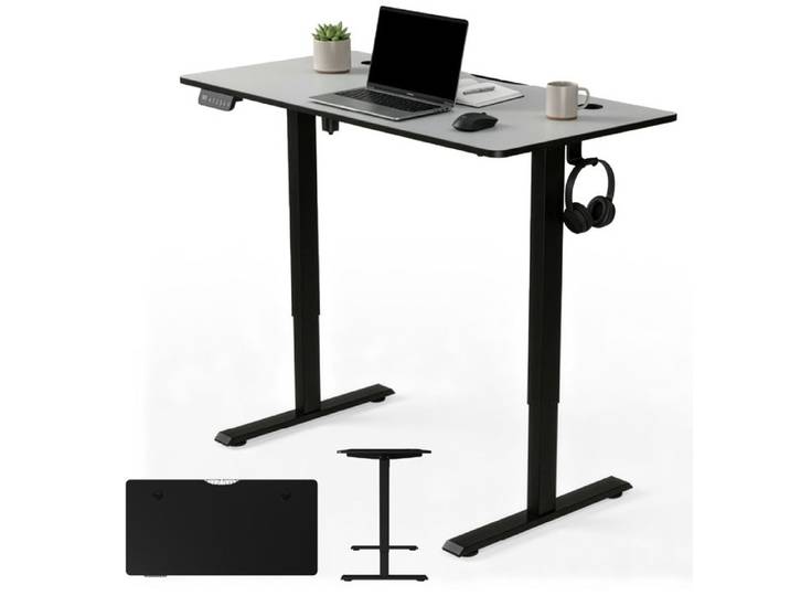 Bureau Électrique Juskys 120x60 cm Assis Debout Réglable Hauteur Mémoire Noir