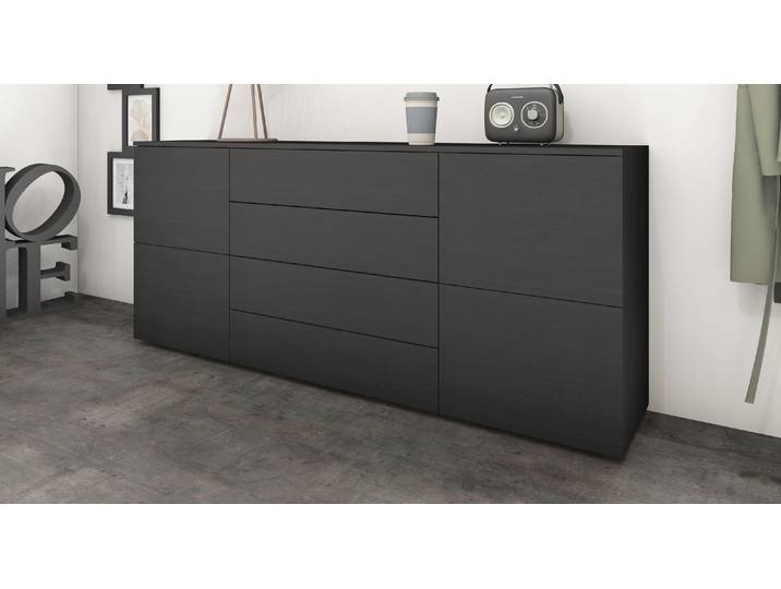 Sideboard BORCHARDT MÖBEL Rova, Kommode Breite 166 cm , schwarz (schwarz matt), B:166cm H:72cm T:35cm, Holzwerkstoff, Sideboards, Sideboard, Breite 166 cm