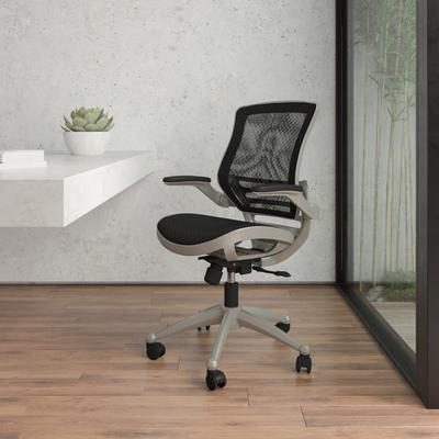 Lancaster Home Mid-Back Transparent Mesh Executive Swivel Office Chair with Flip-Up Arms