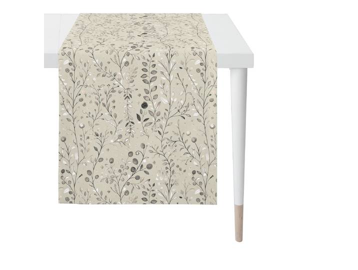 Tischläufer APELT 7400 , beige (grau), B:48cm L:140cm, Obermaterial: 75% Baumwolle, 25% Polyester, Tischdecken, Tischläufer, zarte Herbstblüten