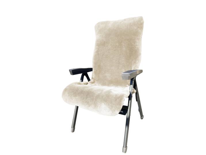 Überwurf HEITMANN FELLE Lammfell-Auflage für Garten- und Campingstühle, Sitzauflage , beige, B:60cm L:130cm, Lammfell, Wohndecken, Überwurf, geschorenes Lammfell, warm & kuschelig, perfekt für Garten und Camping