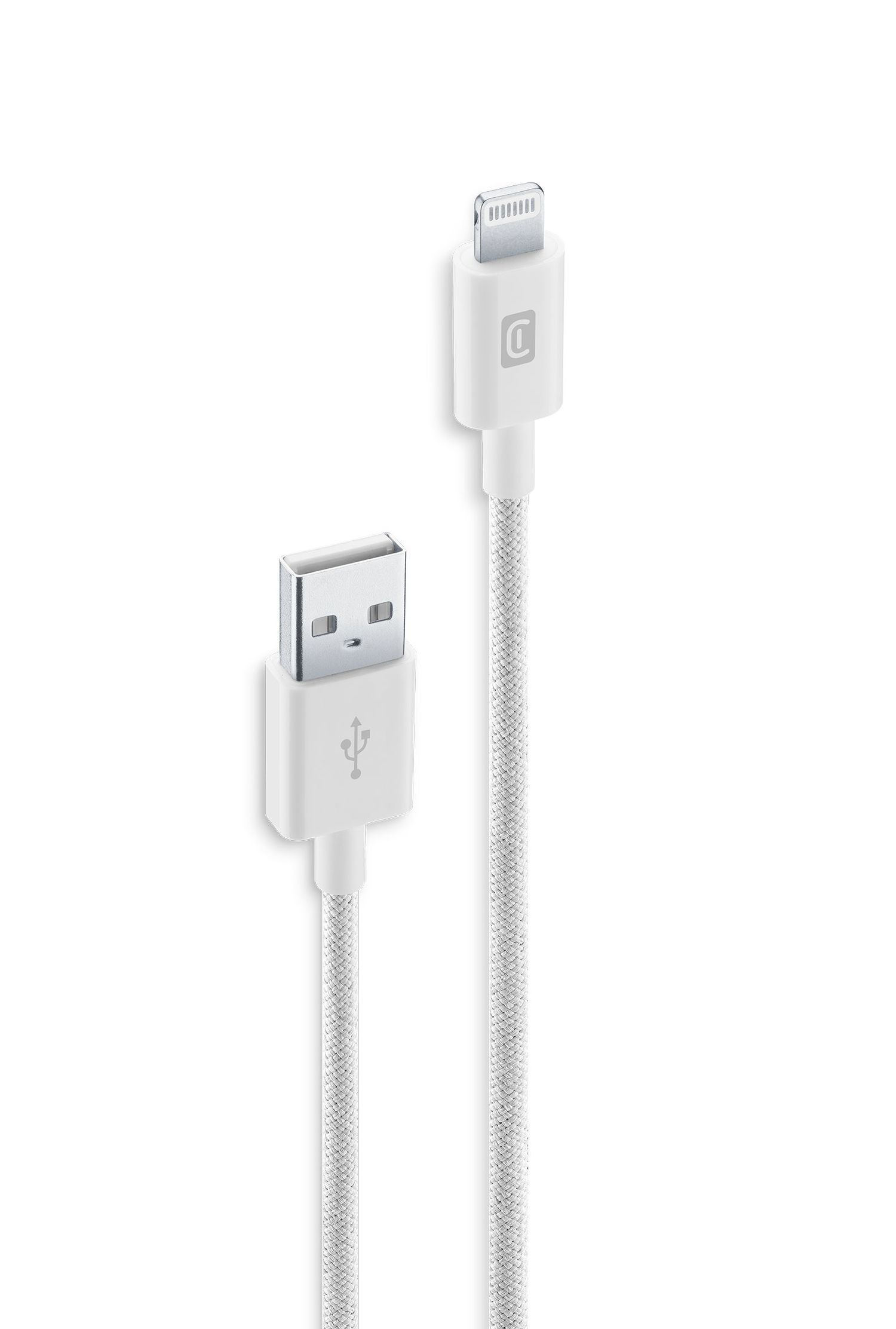 Cellular Line Braided Data Cable Stecker Lightning auf USB A bis 12 W 1,5 m (Weiß) USBDATABRATOL15W
