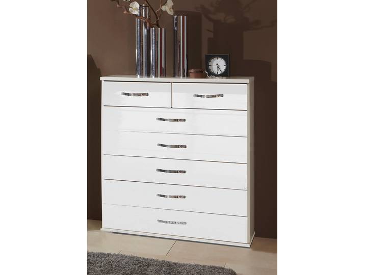 Schubkastenkommode WIMEX Tromo , weiss (weiß, hochglanz weiß), B:90cm H:103cm T:40cm, Sideboards, Schubkastenkommode