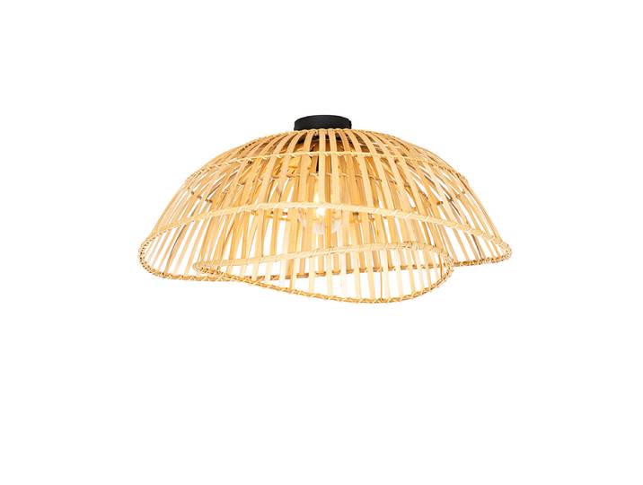 Plafonnier oriental noir avec bambou naturel 62 cm - Pua