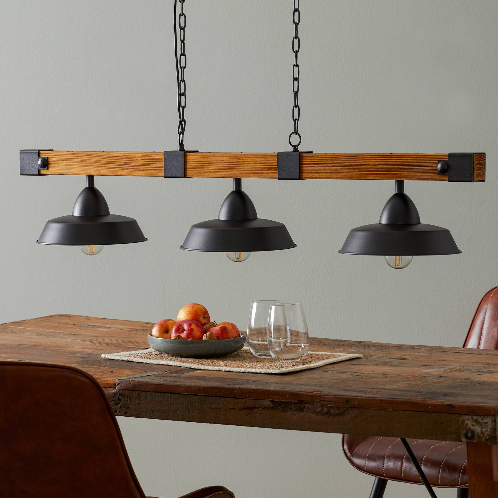 EGLO Pendant Light Oldbury, dimmable, Black, Living / Dining Room, metal, Country House / Rustic, Ceiling Light