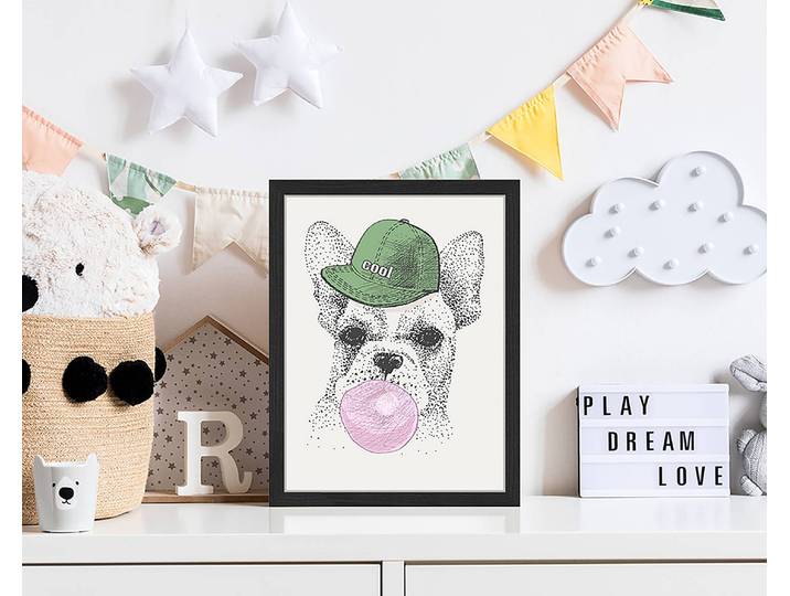 Tableau déco Cool Dog 33 x 43cm Multicolore