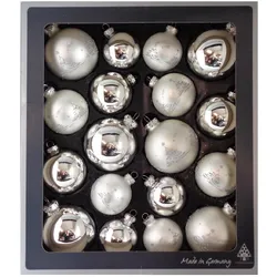 Thüringer Glasdesign, Christbaumschmuck, Weihnachtskugeln-Setsilber 18teilig