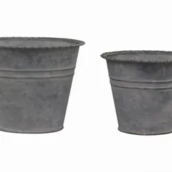 Chic Antique Französische Übertöpfe 2er Set, H10/D13 cm antique zink