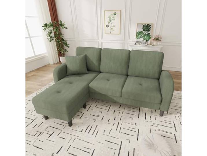 I0I&I0I Ecksofa mit Chaiselongue 3-Sitzer Modulares Sofa für Wohnzimmer und Büro (Green + Foam + 3 Seat + Foam)