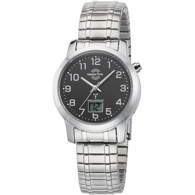 Funkuhr MASTER TIME "Basic", silber (silberfarben, schwarz, schwarz), Armbanduhren, Damen, silberfarben, Funkuhr, Armbanduhr, Quarzuhr, Damenuhr, Datum, Flexband, Zugband