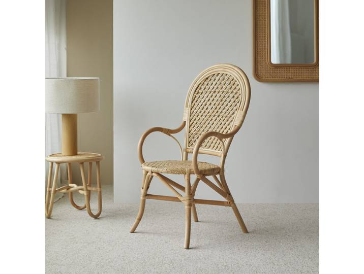 Sessel aus Rattan Lehnstuhl Stuhl mit Armlehnen Naturrattan Vintage Rattan - Natur - rattan