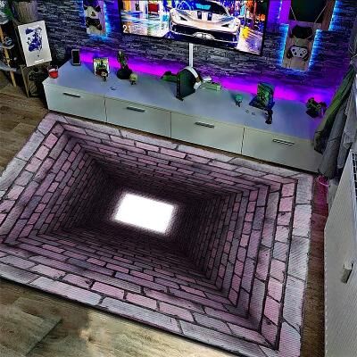 LightInthebox 3D Optical Illusion Rug Visual Trap Floor Mat Non Slip Vortex Bottomless Hole Design for Doorway Entryway Bathroom Stairs Indoor Outdoor Diatomaceous Earth Quick Dry Absorbent 20 x 31 inch
