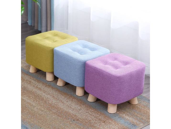 Petit tabouret de selle en bois pour enfants, canapé de maison, tabouret carré, Art en tissu, salon, Table à thé, rond, créatif, petit pied