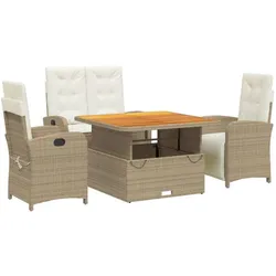 vidaXL, Gartentisch + Balkontisch, Faxonar (Bank + 2x Stuhl (mit Fussstütze) + Tisch) (110 x 110 x 71 cm)