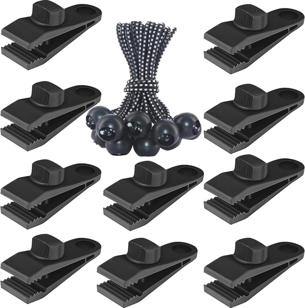 Heavy Duty Tarp Klemmen en Bungee Clips - 20 stuks voor campertenten, luifels en auto's