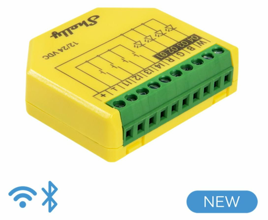 Shelly Plus RGBW PM draadloze WLAN controller met 4 kanalen voor binnenshuis