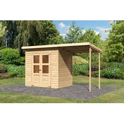 Woodfeeling Gartenhaus Schönefeld 3 mit Anbaudach