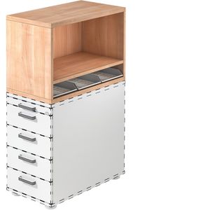 Hammerbacher Aufsatzschrank SCA1, nussbaum, offen für Standcontainer, 80 x 53 x 42,8cm