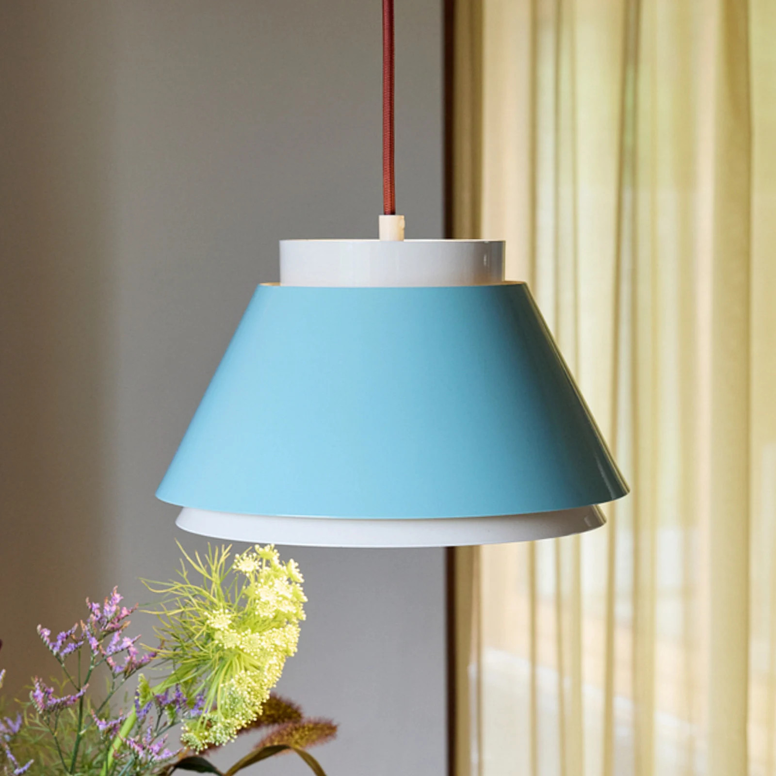 Hübsch Remi hanglamp blauw/beige met lampenkap Ø 25 cm