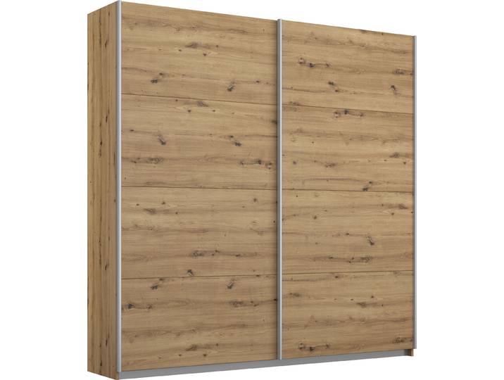 Schwebetürenschrank, 181x210x62 cm, Holzwerkstoff, Eiche Artisan, Optional Mit Spiegel, Modern, Rauch