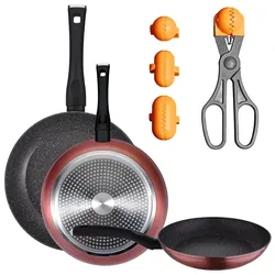 San Ignacio - 3er-Set Bratpfannen (20, 24 und 28 cm) mit Mehrzweckutensil.