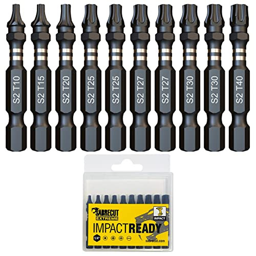 SabreCut 10 stuks Torx Impact Schroefbits Set T10-T40, 50mm