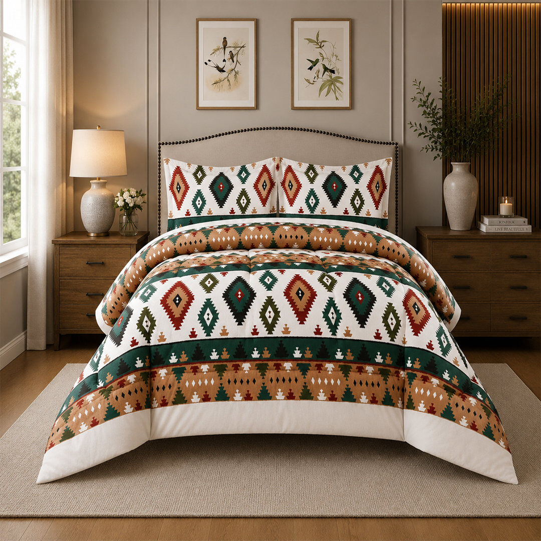 Textile Home Multicolour Trendy Printed Bedspread Floral Design Quilted with Pillow Shams Multi Single Bedspread + 1 Standard Sham