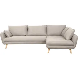 Skandinavisches Ecksofa 5-Sitzer aus beigem Stoff und hellem Holz CREEP