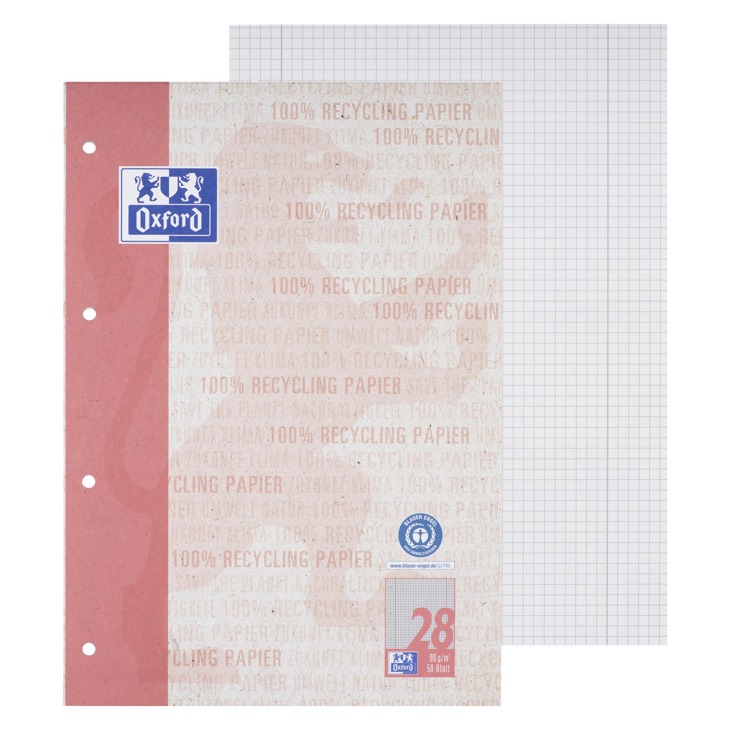 Oxford Recycling Schulblock, A4 (A4, Kariert, Harter Einband) (400159594)