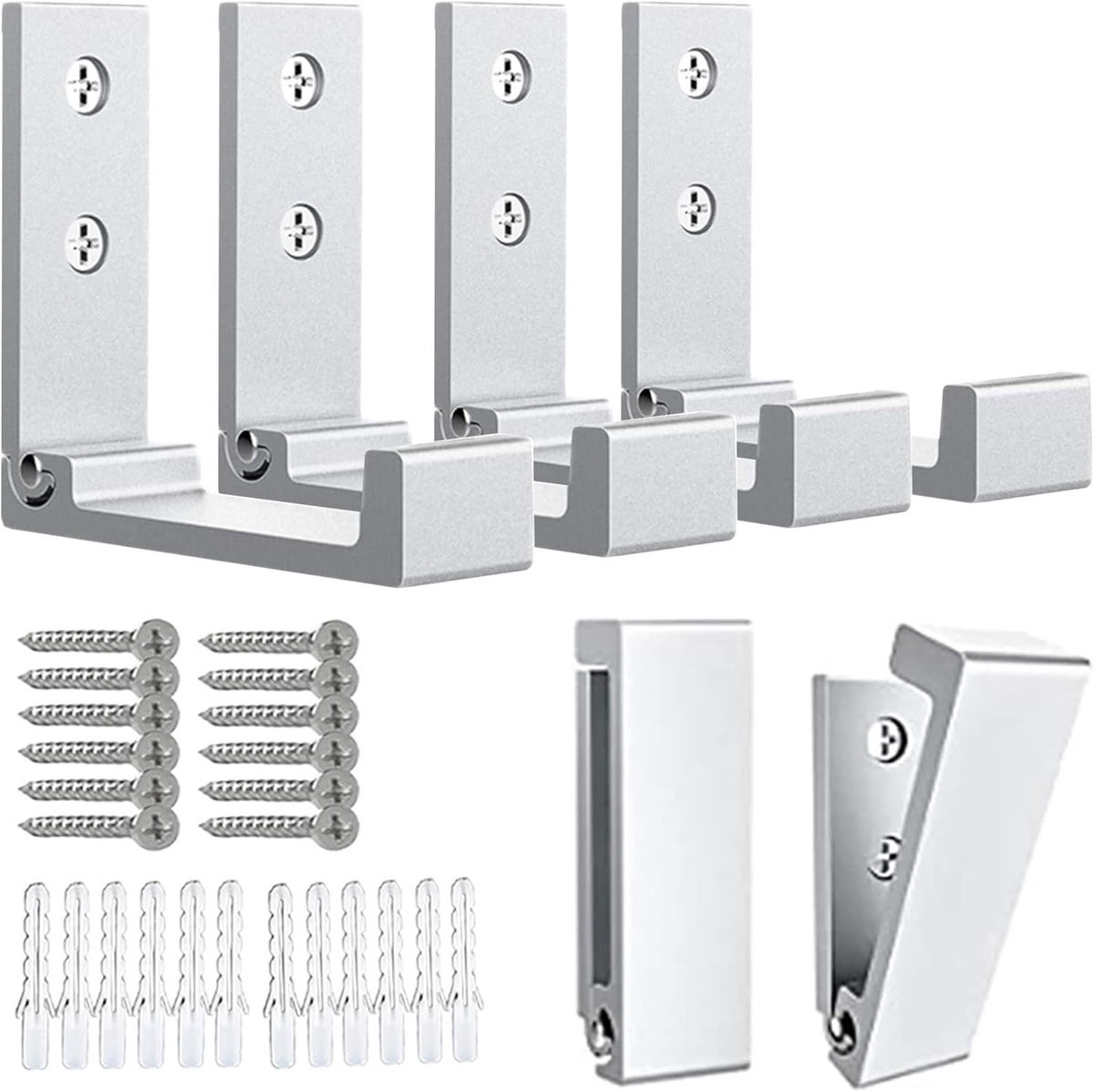 Thijox Vouwbare Wandhaken 6 Stuks - Zilver - Aluminium Legering