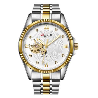 Business Personality Trend Mechanical Mens Steel Band Watch white