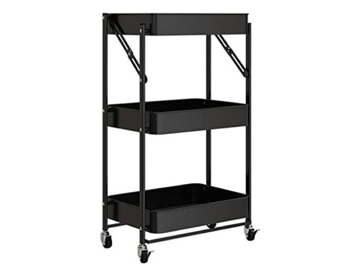 3-stöckiger Wagen mit ausziehbarem Regal Küche Bad schmale Bereiche(/Black)