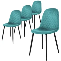 ML-Design Esszimmerstuhl 4er Set Petrol Samtbezug mit Metallbeinen inkl. Montagematerial