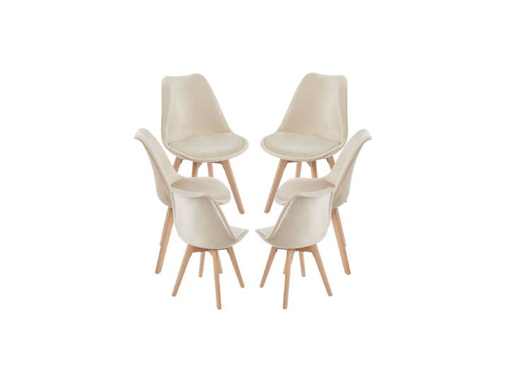 6er Set Synk Samt Stühle - Beige