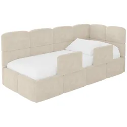 EINZELLBETT Jugendbett mit Bettkasten, Links - KIVY 80x200 Beige