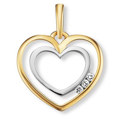 Herzkette ONE ELEMENT "Halskette - Herzkette mit 0.03 ct und Diamant Brillant Herz", gold, Halsketten, Damen, 0,03, Diamanten Gelbgold 585 Gold, Diamanten, Gelbgold 585, Gold, Herzkette, Sanfte Brillanz – Diamantveredelung für ein wertiges Finish