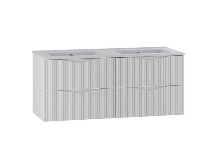 Petits-meubles Doppelwaschtisch 120cm Tao Weiß, Holzwerkstoff, 120x50x45.8 cm, Badezimmer, Waschbecken & Armaturen, Waschtische