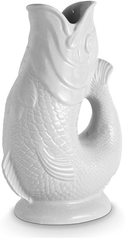 Wade Original Gluggle Jug, Earthenware, Iconic UK Heritage, Made in Stoke-on-Trent White 1.2 L