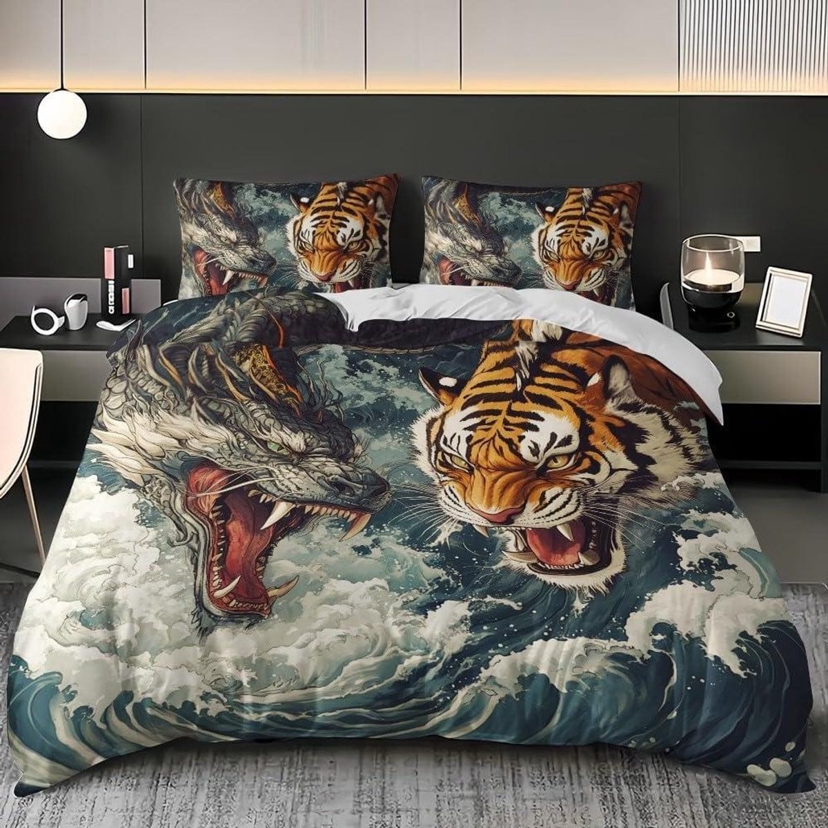 3-delige meerkleurige dekbedovertrekset voor 140x200 cm