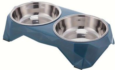 Uplift Treasures Stainless Steel Double Pet Food Bowl Set blue